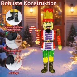 170 cm Weihnachten Nussknacker Figur mit Zuckerstange Weihnachtsfigur Soldat