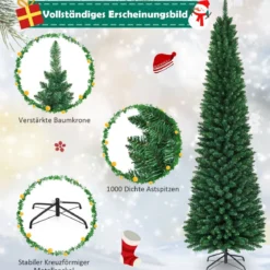 240 cm Weihnachtsbaum Hochwertige PVC Nadeln Künstlicher Bleistift-Förmiger Weihnachtsbaum Grün