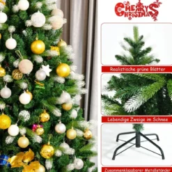 180 cm Weihnachtsbaum Künstlicher Tannenbaum mit 850 PVC-Zweigen