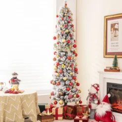 180 cm Weihnachtsbaum Schneebedeckter Christbaum mit 150 Warmweißen Lichtern