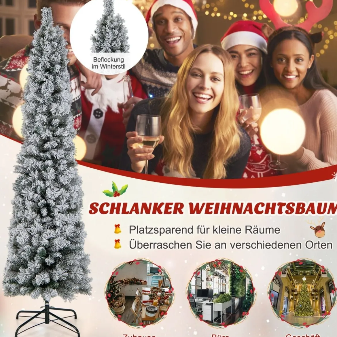 180 cm Weihnachtsbaum Schneebedeckter Christbaum mit 150 Warmweißen Lichtern