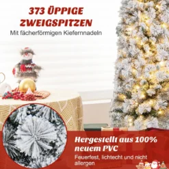 180 cm Weihnachtsbaum Schneebedeckter Christbaum mit 150 Warmweißen Lichtern