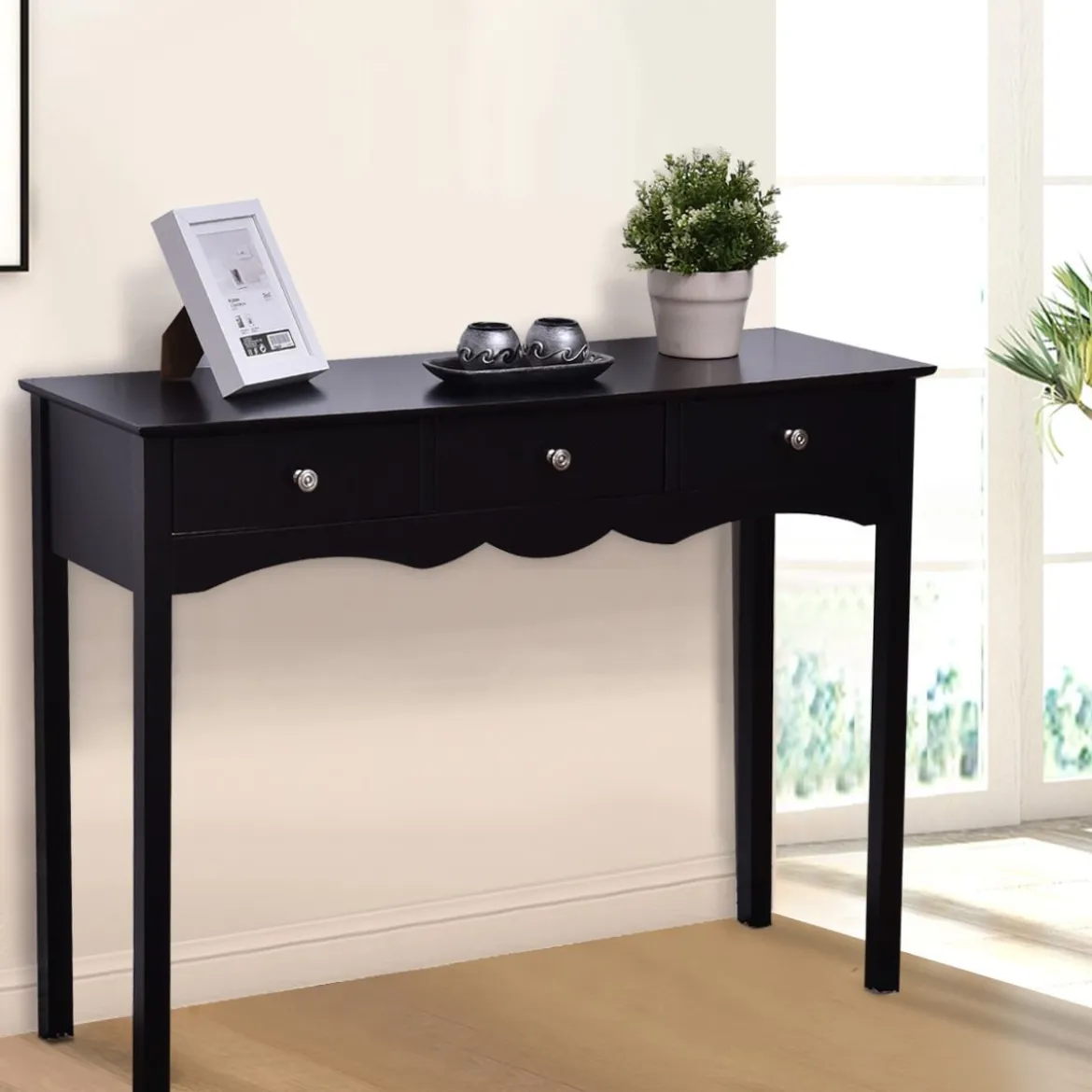 Computerschreibtisch Moderner Einfacher Konsolentisch mit 3 Schubladen 100x 32 x 75 cm Schwarz