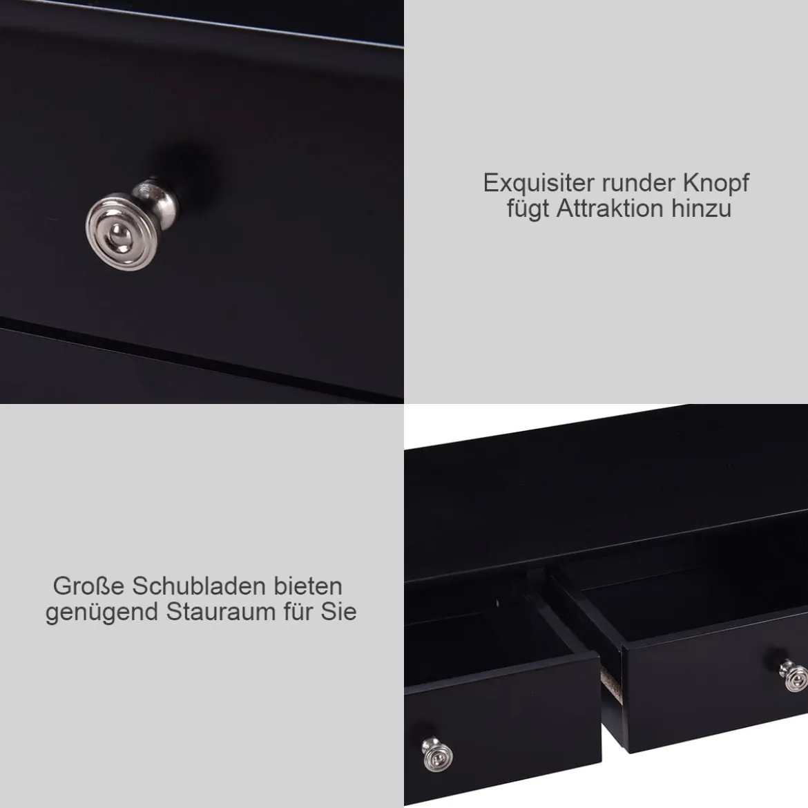 Computerschreibtisch Moderner Einfacher Konsolentisch mit 3 Schubladen 100x 32 x 75 cm Schwarz