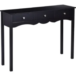 Computerschreibtisch Moderner Einfacher Konsolentisch mit 3 Schubladen 100x 32 x 75 cm Schwarz