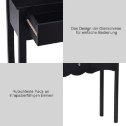 Computerschreibtisch Moderner Einfacher Konsolentisch mit 3 Schubladen 100x 32 x 75 cm Schwarz