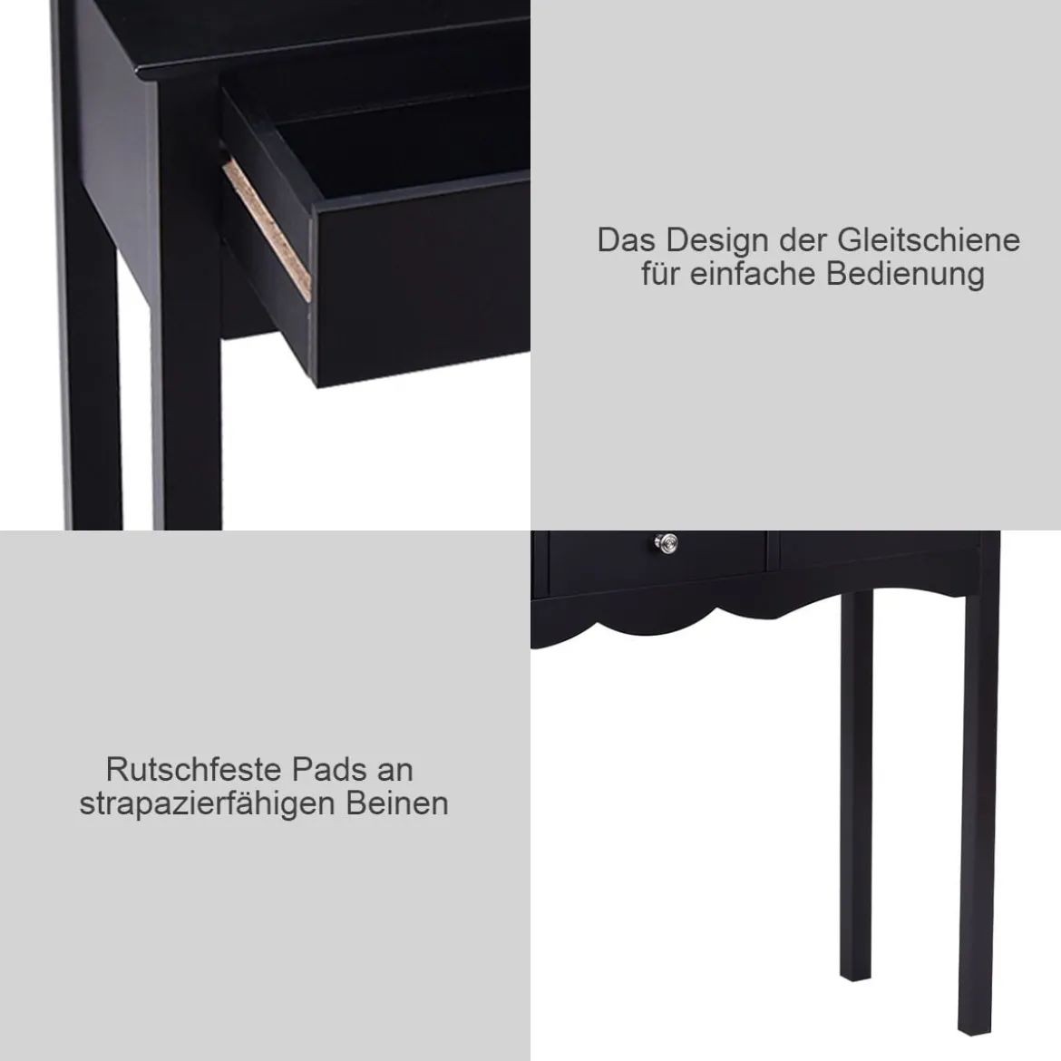 Computerschreibtisch Moderner Einfacher Konsolentisch mit 3 Schubladen 100x 32 x 75 cm Schwarz