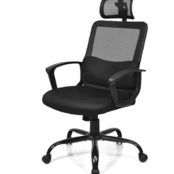 ComputerstuhlErgonomischer Netz-Bürostuhl mit Lumbalstütze 70 x 70 x 116-126 cm Schwarz