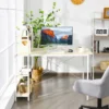 Computertisch mit Ablagefläche mit verstellbaren Untersetzern Bürotisch Homeoffice-Schreibtisch Weiß