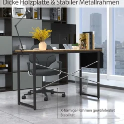 Computertisch mit Aufbewahrungsbeutel Schreibtisch aus Holz 119 X 51 X 76 cm (Rustikales Braun, L)