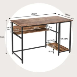 Computertisch mit offenem Regal und CPU-Ständer 120 x 60 x 75 cm Rustikales Braun