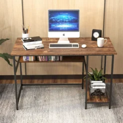 Computertisch mit offenem Regal und CPU-Ständer 120 x 60 x 75 cm Rustikales Braun