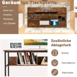 Computertisch mit offenem Regal und CPU-Ständer 120 x 60 x 75 cm Rustikales Braun