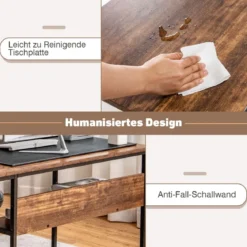 Computertisch mit offenem Regal und CPU-Ständer 120 x 60 x 75 cm Rustikales Braun
