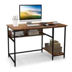 Computertisch mit offenem Regal und CPU-Ständer 120 x 60 x 75 cm Rustikales Braun