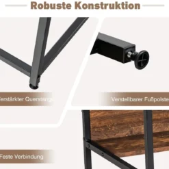 Computertisch mit offenem Regal und CPU-Ständer 120 x 60 x 75 cm Rustikales Braun