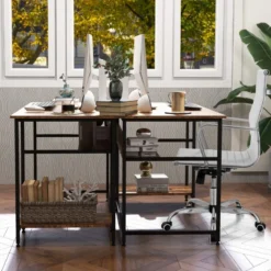 Computertisch mit offenem Regal und CPU-Ständer 120 x 60 x 75 cm Rustikales Braun