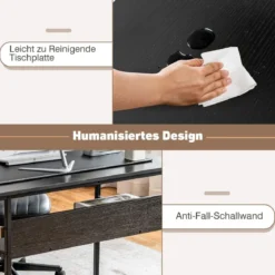 Computertisch mit offenem Regal und CPU-Ständer 120 x 60 x 75 cm Schwarz