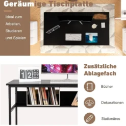 Computertisch mit offenem Regal und CPU-Ständer 120 x 60 x 75 cm Schwarz