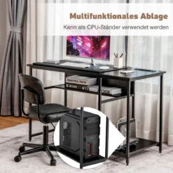 Computertisch mit offenem Regal und CPU-Ständer 120 x 60 x 75 cm Schwarz