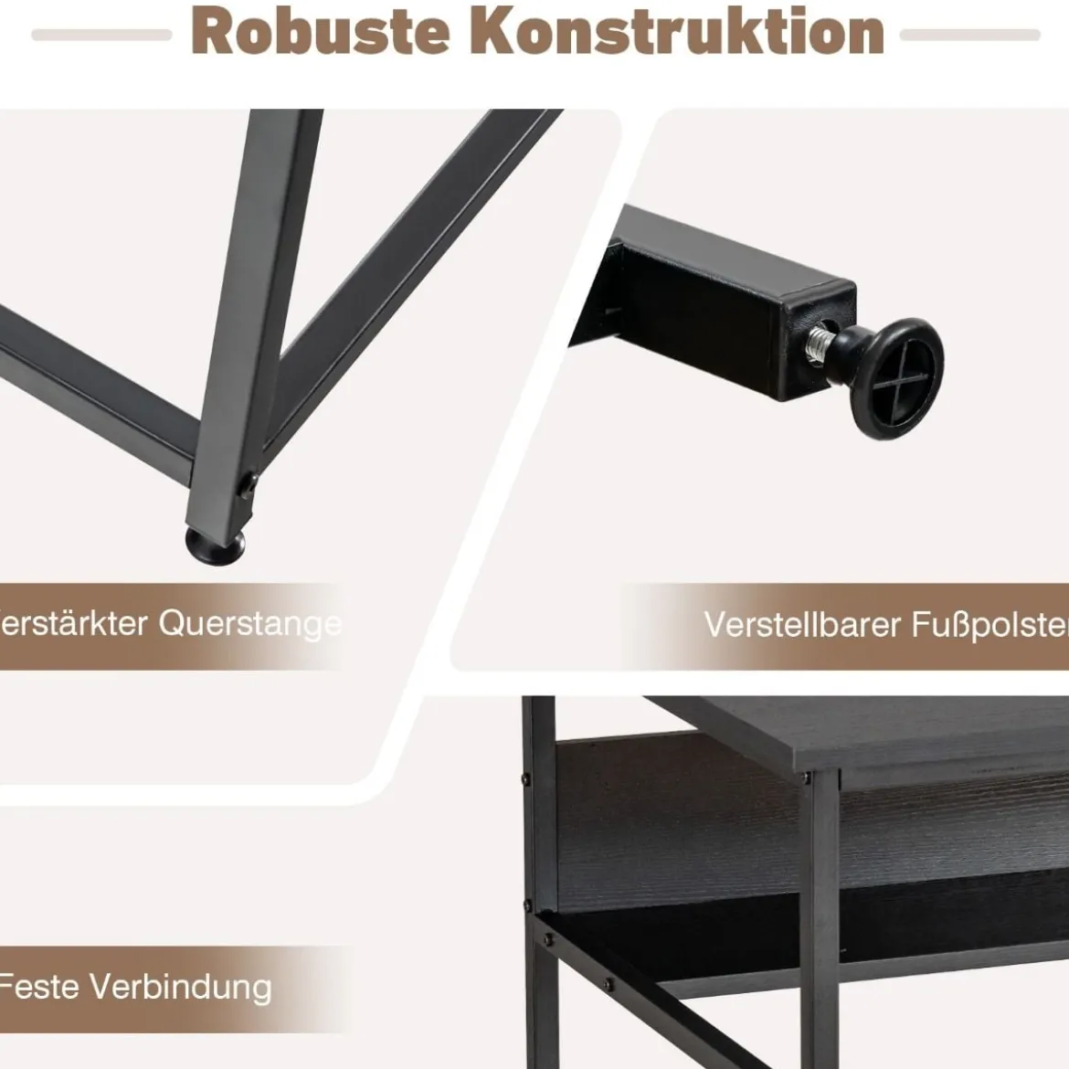 Computertisch mit offenem Regal und CPU-Ständer 120 x 60 x 75 cm Schwarz