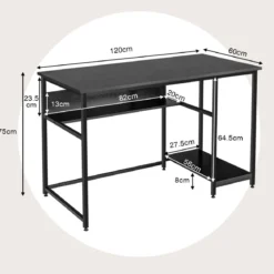 Computertisch mit offenem Regal und CPU-Ständer 120 x 60 x 75 cm Schwarz