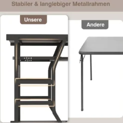 Computertisch mit Rollen & Ausziehbarer Tastaturablage & Mausablage PC-Tisch Braun