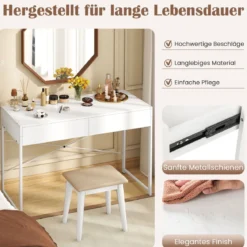 Computertisch mit 2 Schubladen Kompakter Schreibtisch mit Strapazierfähigem Metallrahmen