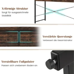 Computertisch mit 2 Schubladen Kompakter Schreibtisch mit Strapazierfähigem Metallrahmen