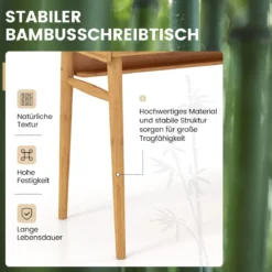 Computertisch mit Schubladen & Offenem Regal & Kabelführungsschlitz Schreibtisch Natur