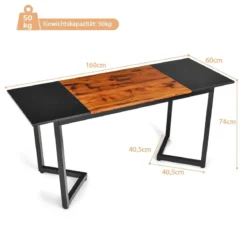 Computertisch mit Spleißbrett & Haken Schreibtisch Bürotisch 160 x 60 x 74 cm Schwarz