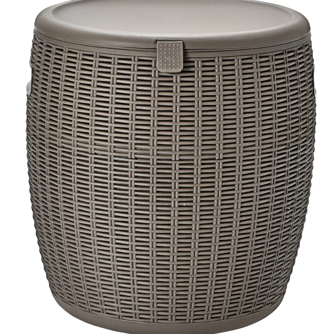 Cooler 45L Terrassentisch Eiskühler mit Deckel 3 in 1 Beistelltisch Ø40 x 43 cm Braun