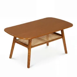 Couchtisch Beistelltisch 2 Ebenen mit Offener Ablage Wohnzimmertsich 100 x 53,5 x 45,5 cm Walnuss