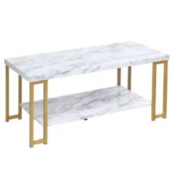 Couchtisch Beistelltisch Sofatisch Anstelltisch Konsolentisch Kaffeetisch Golden und Weiß