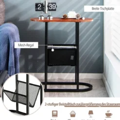 Couchtisch 2 Ebenen Beistelltisch mit Metallrahmen 58,5 x 28 x 64,5 cm Braun