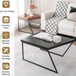 2 Couchtischen Moderner Beistelltisch 120 x 60 x 46 cm Schwarz + Braun