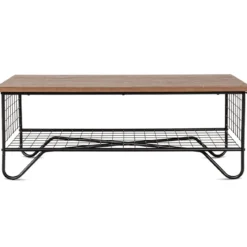 Couchtisch 2 Etagen Wohnzimmer Balkon Sofatisch Beistelltisch mit Stauraum, 105 x 50 x 41,5 cm