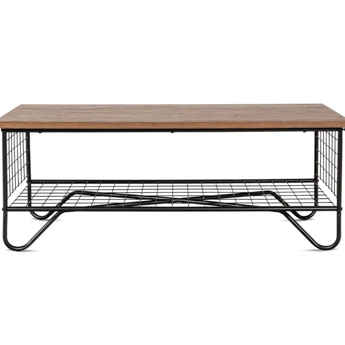 Couchtisch 2 Etagen Wohnzimmer Balkon Sofatisch Beistelltisch mit Stauraum, 105 x 50 x 41,5 cm