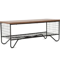 Couchtisch 2 Etagen Wohnzimmer Balkon Sofatisch Beistelltisch mit Stauraum, 105 x 50 x 41,5 cm