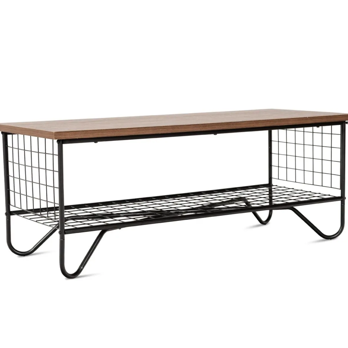 Couchtisch 2 Etagen Wohnzimmer Balkon Sofatisch Beistelltisch mit Stauraum, 105 x 50 x 41,5 cm
