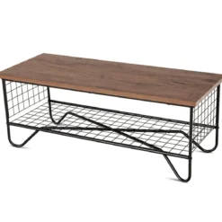 Couchtisch 2 Etagen Wohnzimmer Balkon Sofatisch Beistelltisch mit Stauraum, 105 x 50 x 41,5 cm