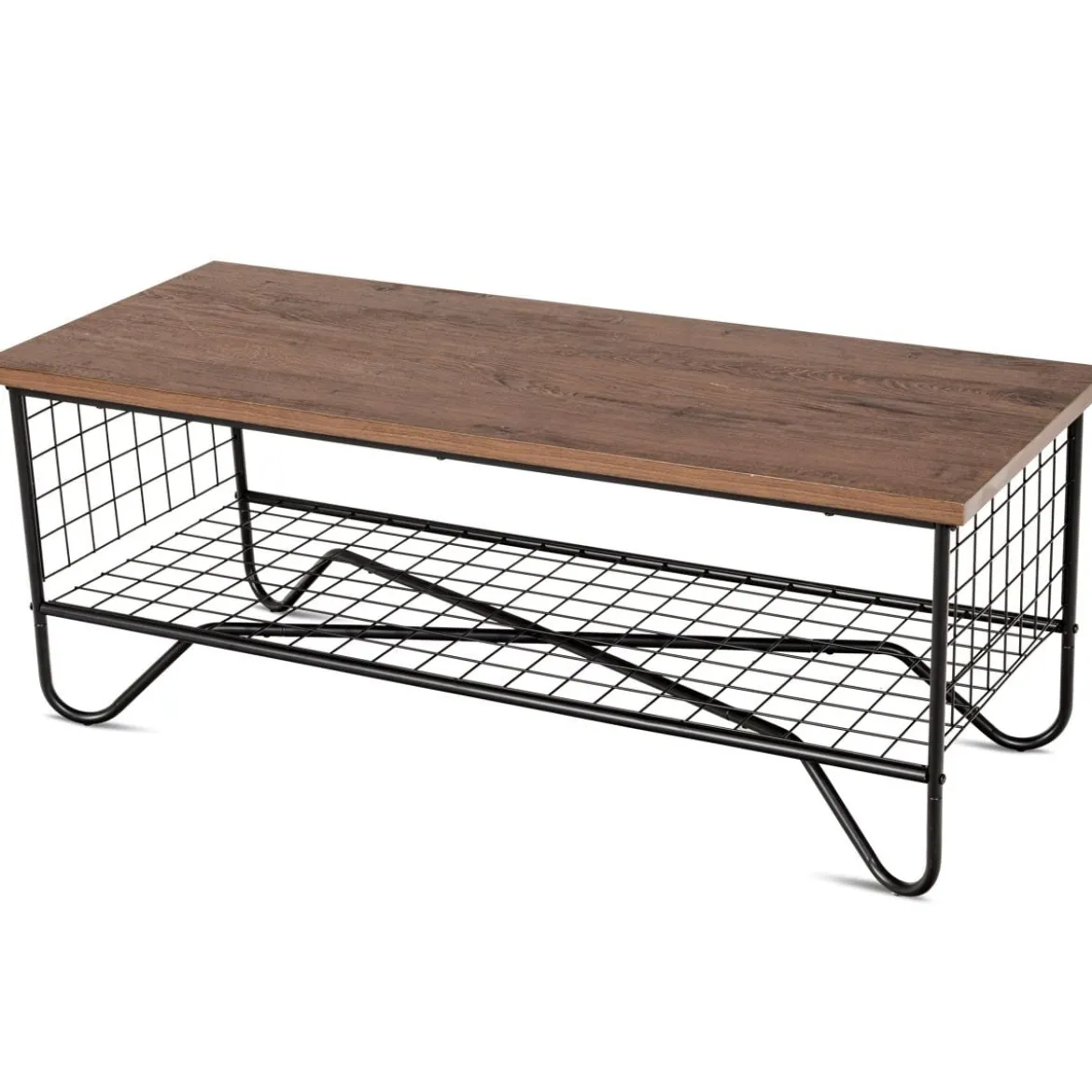 Couchtisch 2 Etagen Wohnzimmer Balkon Sofatisch Beistelltisch mit Stauraum, 105 x 50 x 41,5 cm