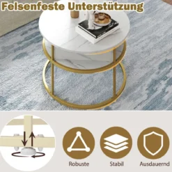 Couchtisch Höhenverstellbar Wohnzimmertisch mit Hebeplatte & Versteckter Stauraum