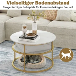 Couchtisch Höhenverstellbar Wohnzimmertisch mit Hebeplatte & Versteckter Stauraum