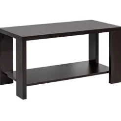 Couchtisch Holz Wohnzimmertisch mit unterer Ablage 80 x 40,5 x 42 cm Braun