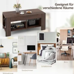 Couchtisch Kaffeetisch Beistelltisch mit 5 Füßen 90 x 39 x 42 cm MDF Braun
