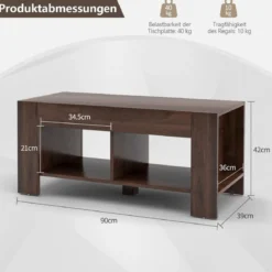 Couchtisch Kaffeetisch Beistelltisch mit 5 Füßen 90 x 39 x 42 cm MDF Braun