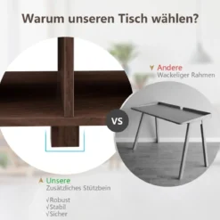 Couchtisch Kaffeetisch Beistelltisch mit 5 Füßen 90 x 39 x 42 cm MDF Braun