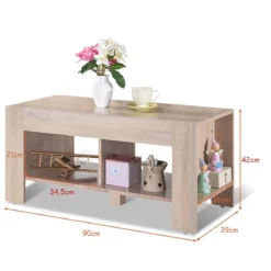 Couchtisch Kaffeetisch Beistelltisch mit 5 Füßen 90 x 39 x 42 cm MDF