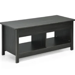 Couchtisch mit anzuhebender Tischplatte Multifunktions-Akzentmöbel mit versteckten Fächern & Regalen Eiche/Schwarz/Weiß
